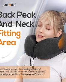 MLVOC Travel Pillow 100% Pure Memory Foam Neck Pillow, Comfortable & Breathable Cover, Machine Washable, Airplane Travel Kit with 3D Contoured Eye Masks, Earplugs, and Luxury Bag, Standard (Black)