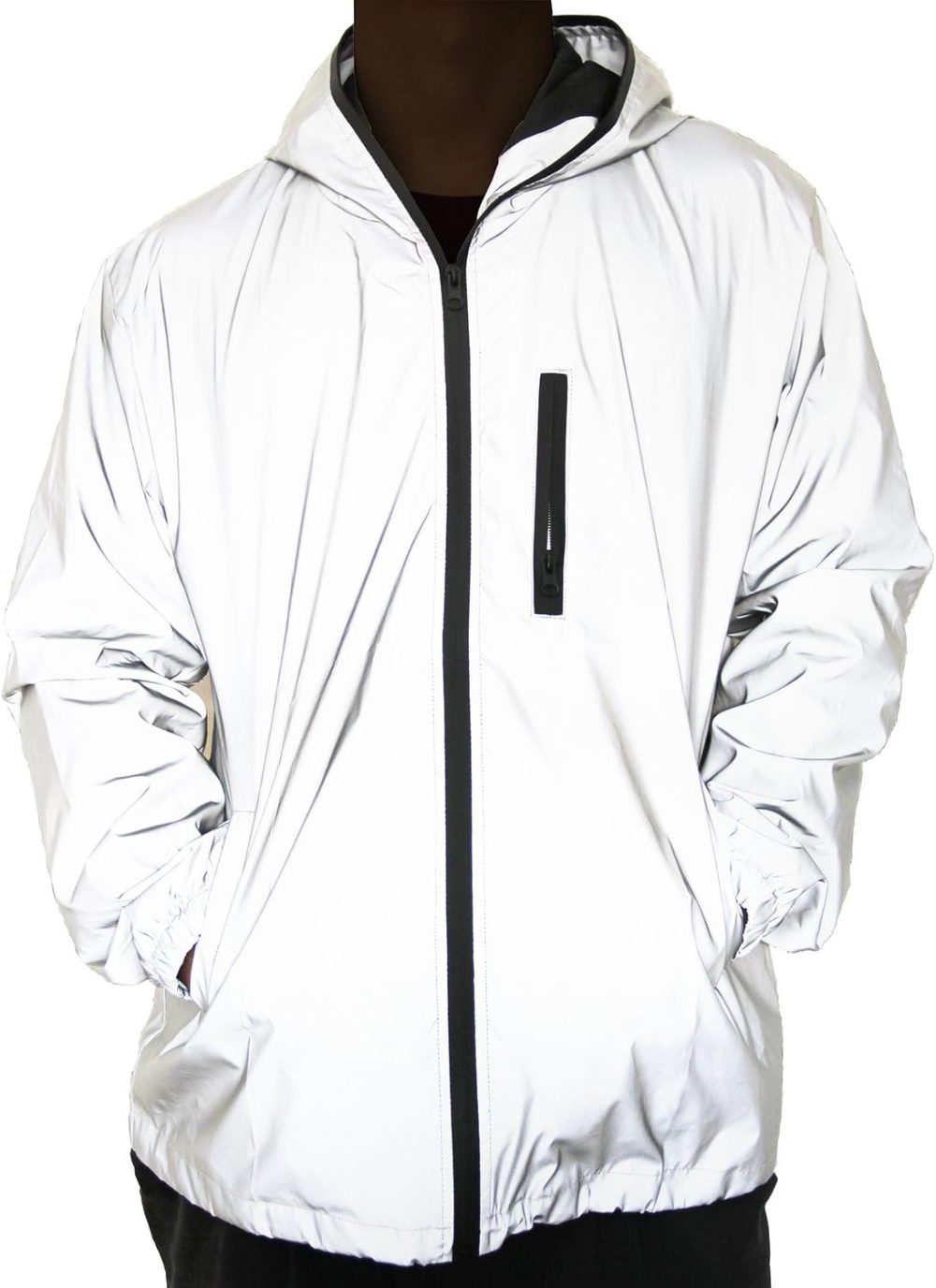Reflective Coat Hooded Windbreaker Fashion Runing Pocket Jacket